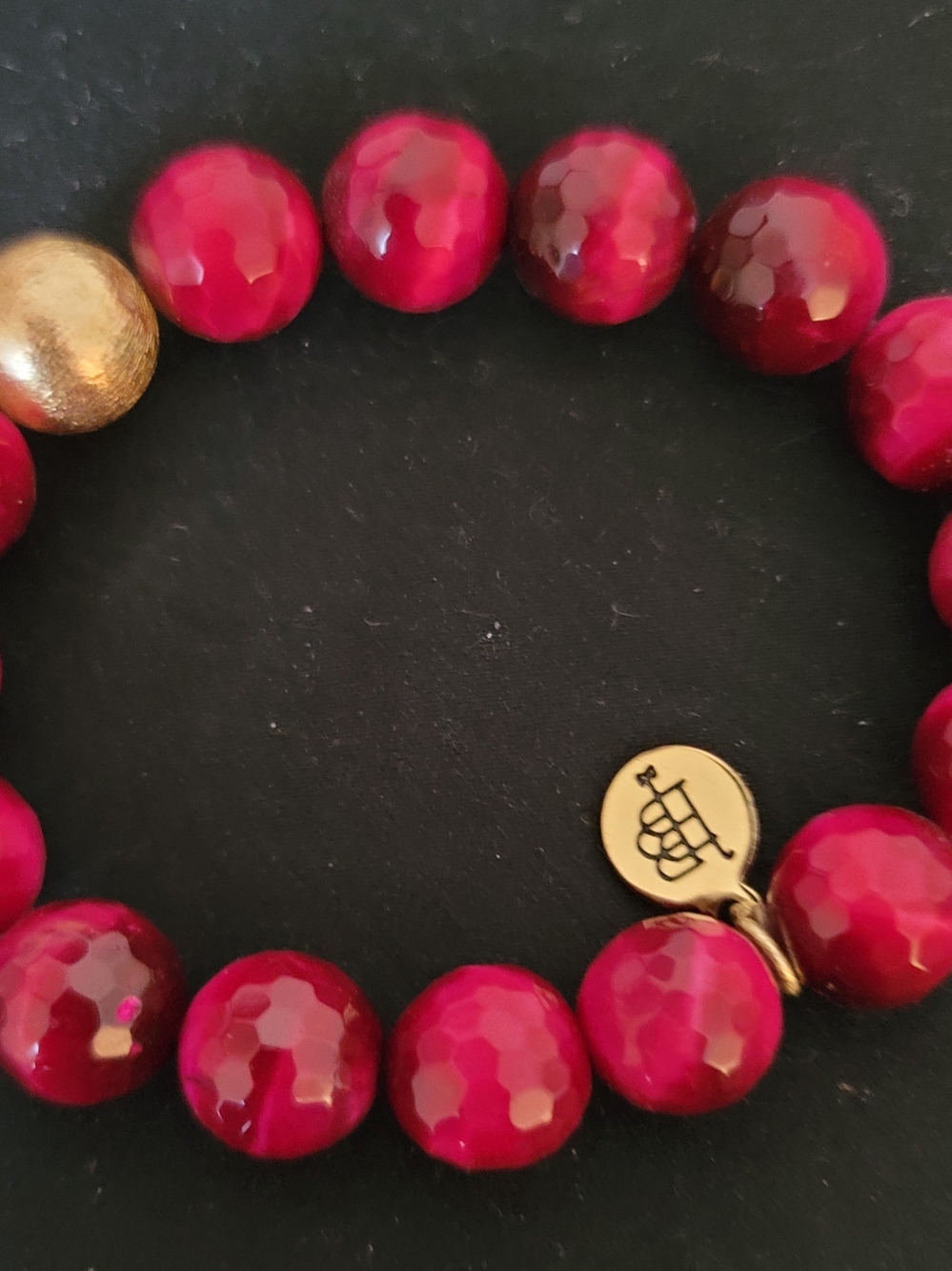 Bourbon and Boweties Kendley Dark Red/Purple Faceted Stretch Bracelet NWOT